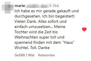 Kundenrückmeldung zur früheren Ausgabe: begeisterte Käuferin beschreibt die einfache Umsetzung