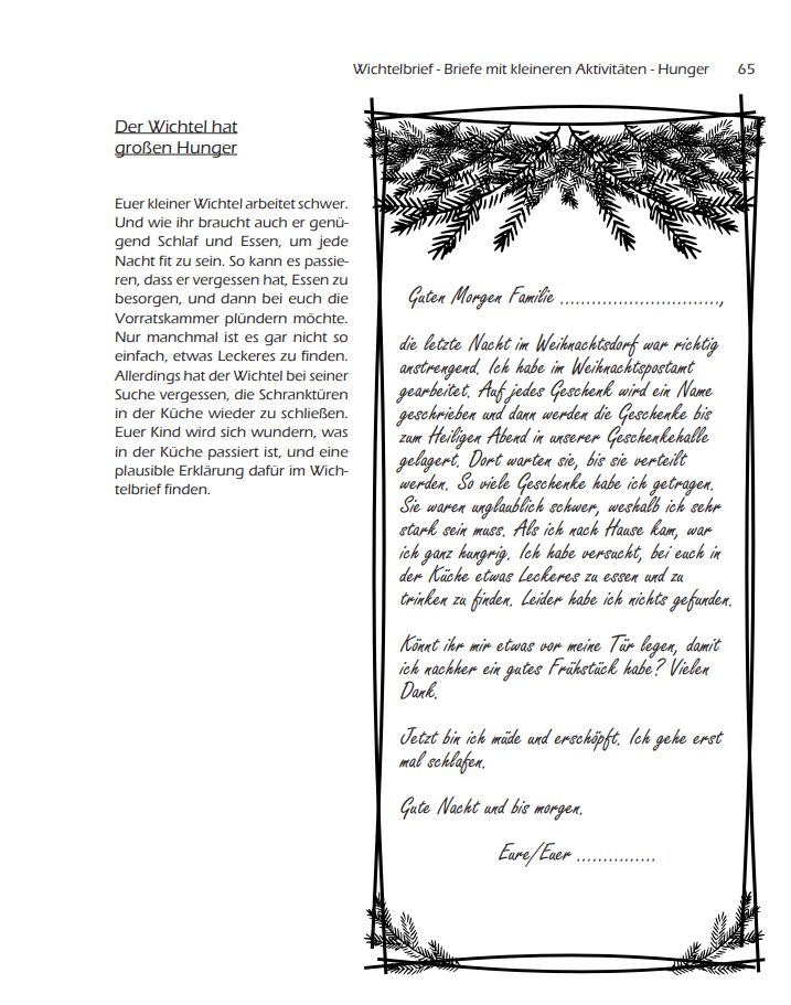 Beispielbrief Der Wichtel hat großen Hunger von "48 Wichtelbriefe für die zauberhafte Wichteltür im Advent"